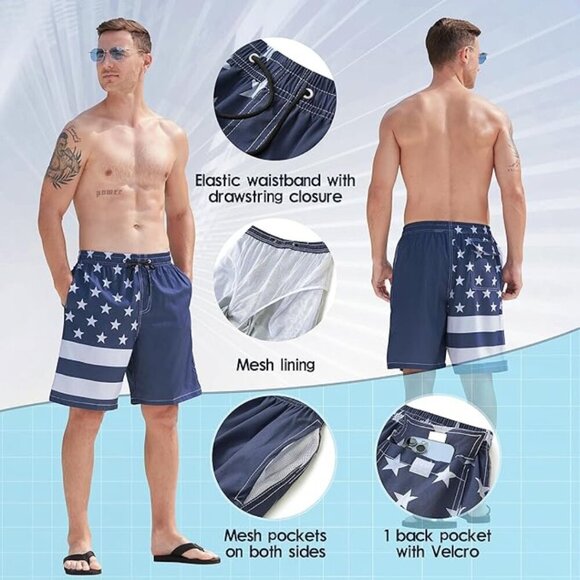 Men's Swim Trunks with Mesh Lining – Sizes L, XL, 3XL – NWT - Picture 2 of 3
